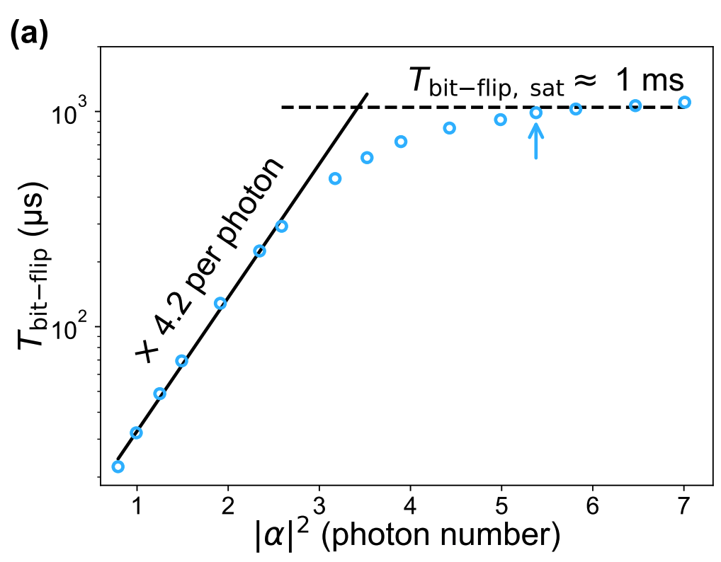 Exponential increase of the bit-flip time with the cat size.|400